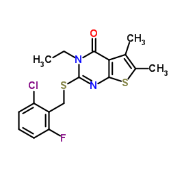 2-[(2-Chloro-6-fluorobenzyl)sulfanyl]-3-ethyl-5,6-dimethylthieno[2,3-d]pyrimidin-4(3H)-one Structure