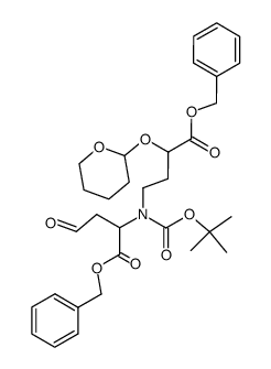 L-tert-butoxycarbonyl-N[3-O-tetrahydropyranyl-3-carboxybenzylpropyl]homoserine aldehyde benzyl ester结构式