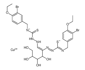 copper,(3-bromo-4-ethoxyphenyl)methylcarbamothioyl-[[(1Z)-1-[(3-bromo-4-ethoxyphenyl)methylcarbamothioylazanidylimino]-3,4,5,6-tetrahydroxyhexan-2-ylidene]amino]azanide Structure