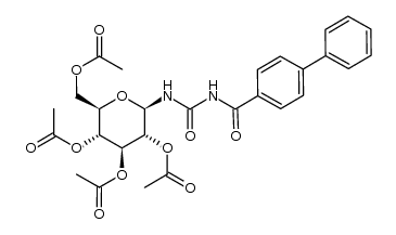 N-(4-phenylbenzoyl)-N'-(2,3,4,6-tetra-O-acetyl-β-D-glucopyranosyl)urea结构式