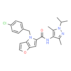 4-(4-chlorobenzyl)-N-[3,5-dimethyl-1-(propan-2-yl)-1H-pyrazol-4-yl]-4H-furo[3,2-b]pyrrole-5-carboxamide结构式