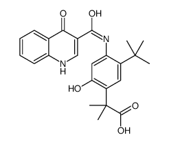 2-(5-(TERT-BUTYL)-2-HYDROXY-4-(4-OXO-1,4-DIHYDROQUINOLINE-3-CARBOXAMIDO)PHENYL)-2-METHYLPROPANOIC ACID structure