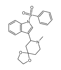 7-(1-Benzenesulfonyl-1H-indol-3-yl)-8-methyl-1,4-dioxa-8-aza-spiro[4.5]decane结构式