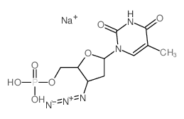 sodium,[3-azido-5-(5-methyl-2,4-dioxopyrimidin-1-yl)oxolan-2-yl]methyl dihydrogen phosphate结构式