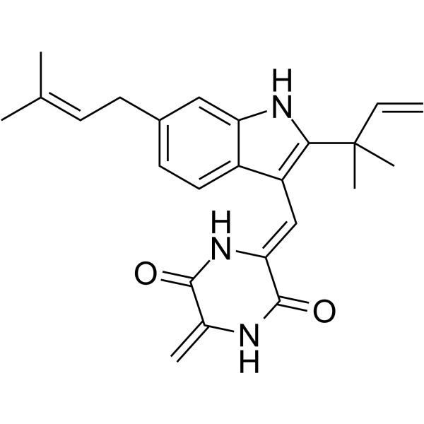 (3Z)-3-[[2-(1,1-Dimethyl-2-propenyl)-6-(3-methyl-2-butenyl)-1H-indol-3-yl]methylene]-6-methylene-2,5-piperazinedione picture