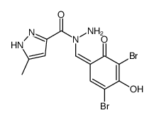 N-[(3,5-dibromo-4-hydroxy-6-oxocyclohexa-2,4-dien-1-ylidene)methyl]-5-methyl-1H-pyrazole-3-carbohydrazide Structure