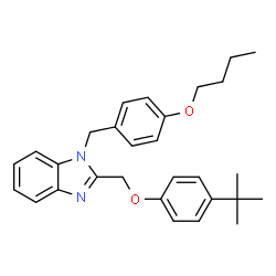 1-(4-butoxybenzyl)-2-((4-(tert-butyl)phenoxy)methyl)-1H-benzo[d]imidazole structure