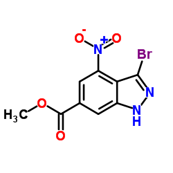 3-溴-4-硝基-1H-吲唑-6-羧酸甲酯结构式