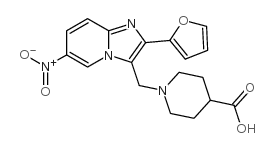 1-(2-呋喃-2-基-6-硝基咪唑并[1,2-a]吡啶-3-甲基)-哌啶-4-羧酸结构式