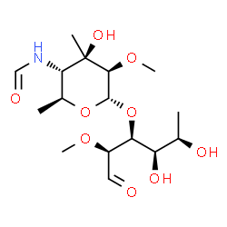 N-formylkansosaminyl-(1-3)-2-O-methylrhamnopyranose Structure