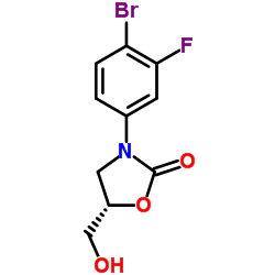 (S)-3-(4-bromo-3-fluorophenyl)-5-(hydroxymethyl)oxazolidin-2-one structure