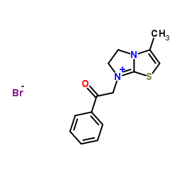 3-Methyl-7-(2-oxo-2-phenylethyl)-5,6-dihydroimidazo[2,1-b][1,3]thiazol-7-ium bromide结构式