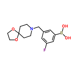 (3-(1,4-二氧杂-8-氮杂螺[4.5]癸烷-8-基甲基)-5-氟苯基)硼酸结构式