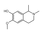 6-methoxy-1,2-dimethyl-1,2,3,4-tetrahydroisoquinolin-7-ol结构式