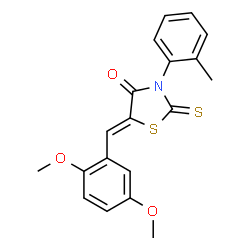 5-(2,5-dimethoxybenzylidene)-3-(2-methylphenyl)-2-thioxo-1,3-thiazolidin-4-one结构式