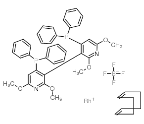 (R)-(+)-2,2'',6,6''-四甲氧基-4,4''-双(二苯基膦基)-3,3''-联吡啶(1,5-环辛二烯)铑(I )四氟硼酸盐结构式