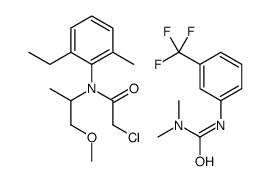 2-chloro-N-(2-ethyl-6-methylphenyl)-N-(1-methoxypropan-2-yl)acetamide,1,1-dimethyl-3-[3-(trifluoromethyl)phenyl]urea Structure