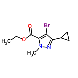 Ethyl 4-bromo-3-cyclopropyl-1-methyl-1H-pyrazole-5-carboxylate结构式