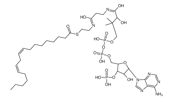 S-[2-[3-[[(2R)-4-[[[(2R,3S,4R,5R)-5-(6-aminopurin-9-yl)-4-hydroxy-3-phosphonooxyoxolan-2-yl]methoxy-hydroxyphosphoryl]oxy-hydroxyphosphoryl]oxy-2-hydroxy-3,3-dimethylbutanoyl]amino]propanoylamino]ethyl] (9E,12E)-octadeca-9,12-dienethioate Structure