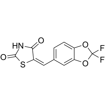 5-[(2,2-二氟-1,3-苯并二恶茂-5-基)亚甲基]噻唑烷-2,4-二酮结构式