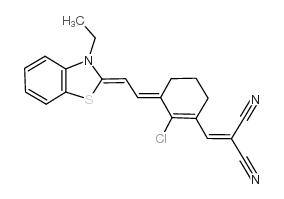 (((3E)-2-CHLORO-3-[(2Z)-2-(3-ETHYL-1,3-BENZOTHIAZOL-2(3H)-YLIDENE)ETHYLIDENE]CYCLOHEX-1-EN-1-YL)METHYLENE)MALONONITRILE结构式