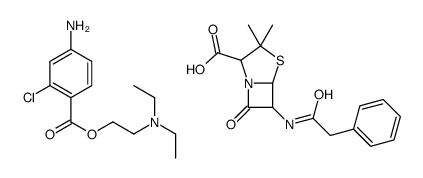 2-(diethylamino)ethyl 4-amino-2-chlorobenzoate,3,3-dimethyl-7-oxo-6-[(2-phenylacetyl)amino]-4-thia-1-azabicyclo[3.2.0]heptane-2-carboxylic acid结构式