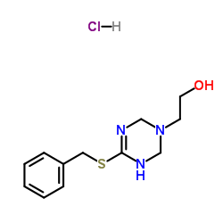 2-[4-(Benzylsulfanyl)-3,6-dihydro-1,3,5-triazin-1(2H)-yl]ethanol hydrochloride (1:1) Structure