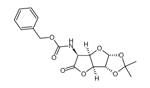 5-Benzyloxycarbonylamino-5-desoxy-1,2-O-isopropyliden-α-D-glucofuranurono-6,3-lacton结构式