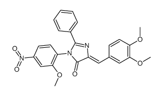 4H-Imidazol-4-one, 3,5-dihydro-5-((3,4-dimethoxyphenyl)methylene)-3-(2-methoxy-4-nitrophenyl)-2-phenyl- picture