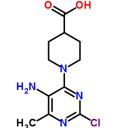 1-(5-amino-2-chloro-6-methylpyrimidin-4-yl)piperidine-4-carboxylic acid structure