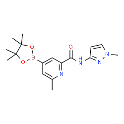 2-Methyl-6-((1-methyl-1H-pyrazol-3-yl)carbamoyl)pyridine-4-boronic acid pinacol ester结构式