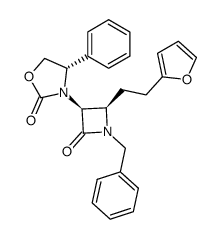 1-benzyl-3β-((S)-2-oxo-4-phenyloxazolidin-3-yl)-4β-[2-(2-furyl)ethyl]azetidin-2-one结构式