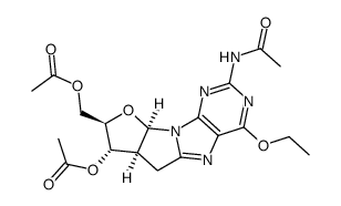 2-acetamido-6-ethoxy-8,2'-methano-9-(3,5-di-O-acetyl-2-deoxy-β-D-arabinofuranosyl)-9H-purine结构式