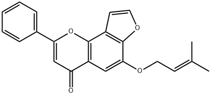 6-[(3-Methyl-2-butenyl)oxy]-2-phenyl-4H-furo[2,3-h]-1-benzopyran-4-one结构式