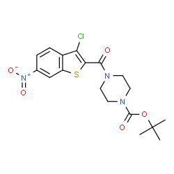 1-Piperazinecarboxylicacid,4-[(3-chloro-6-nitrobenzo[b]thien-2-yl)carbonyl]-,1,1-dimethylethylester(9CI)结构式