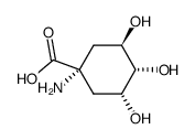 (-)-1-Amino-3,4,5-trihydroxy-cyclohexan-1-carbonsaeure结构式