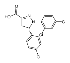 (S)-5-(4-chloro-phenyl)-1-(2,4-dichlorophenyl)-4,5-dihydro-1H-pyrazol-3-carboxylic acid结构式