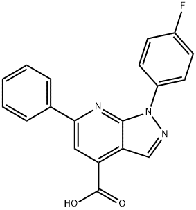 1-(4-氟苯基)-6-苯基-1H-吡唑并[3,4-B]吡啶-4-羧酸结构式