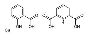 copper,hydron,2-hydroxybenzoic acid,pyridine-2,6-dicarboxylic acid Structure