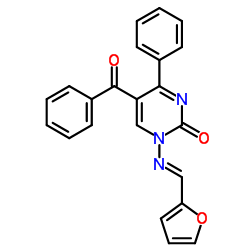 5-Benzoyl-1-[(E)-(2-furylmethylene)amino]-4-phenyl-2(1H)-pyrimidinone结构式