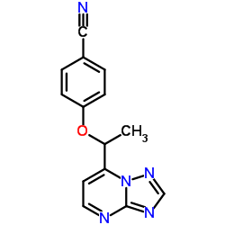 4-(1-[1,2,4]TRIAZOLO[1,5-A]PYRIMIDIN-7-YLETHOXY)BENZENECARBONITRILE structure