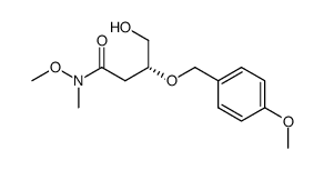 (R)-4-Hydroxy-N-methoxy-3-(4-methoxy-benzyloxy)-N-methyl-butyramide结构式