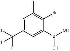 2-Bromo-3-methyl-5-trifluoromethylphenylboronic acid结构式