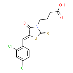 (Z)-4-(5-(2,4-dichlorobenzylidene)-4-oxo-2-thioxothiazolidin-3-yl)butanoic acid Structure