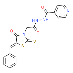 (Z)-N-(2-(5-benzylidene-4-oxo-2-thioxothiazolidin-3-yl)acetyl)isonicotinohydrazide结构式