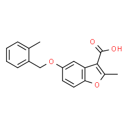 2-methyl-5-((2-methylbenzyl)oxy)benzofuran-3-carboxylic acid structure