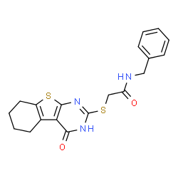 N-benzyl-2-((4-oxo-3,4,5,6,7,8-hexahydrobenzo[4,5]thieno[2,3-d]pyrimidin-2-yl)thio)acetamide结构式