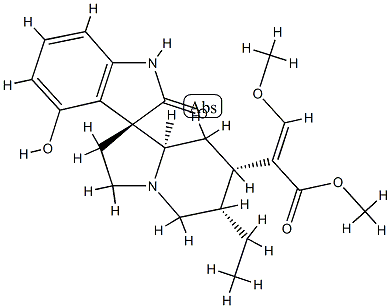 (3β,16E)-16,17-Didehydro-9-hydroxy-17-methoxy-2-oxocorynoxan-16-carboxylic acid methyl ester结构式