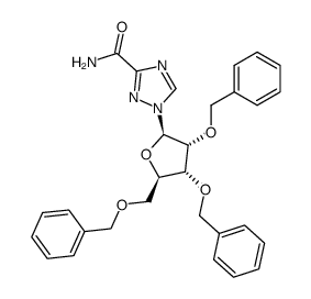 1-(2,3,5-Tri-O-benzyl-β-D-ribofuranosyl)-1H-1,2,4-triazol-3-carboxamid Structure