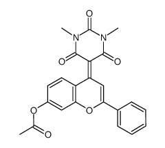 5-(7-acetoxy-2-phenyl-chromen-4-ylidene)-1,3-dimethyl-pyrimidine-2,4,6-trione Structure